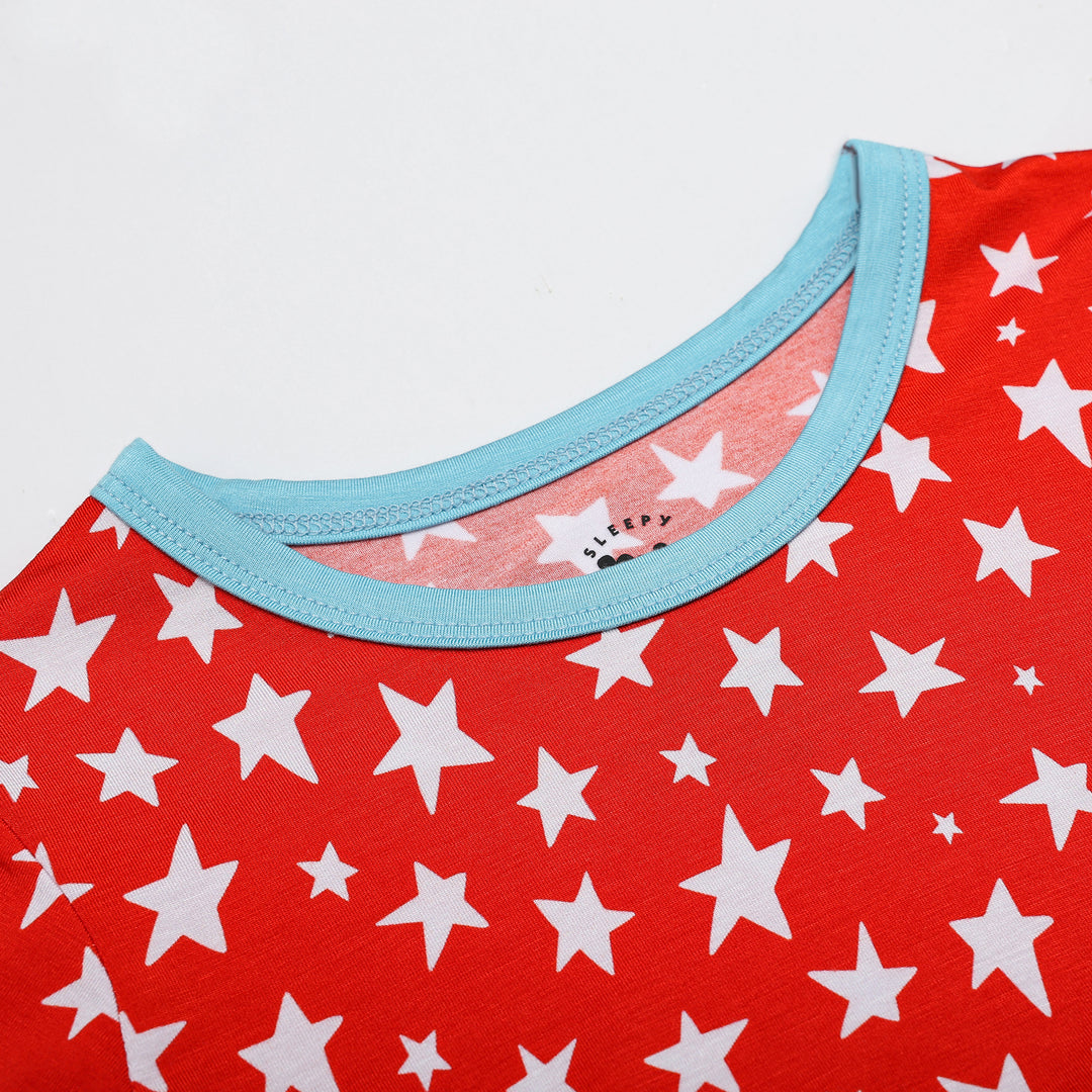 RED, WHITE & DREW TWO PIECE SHORT SLEEVE SET