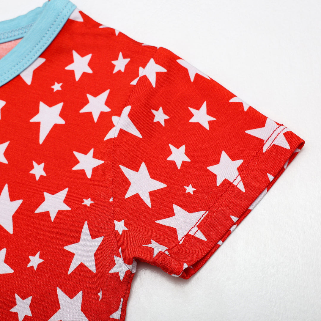 RED, WHITE & DREW TWO PIECE SHORT SLEEVE SET