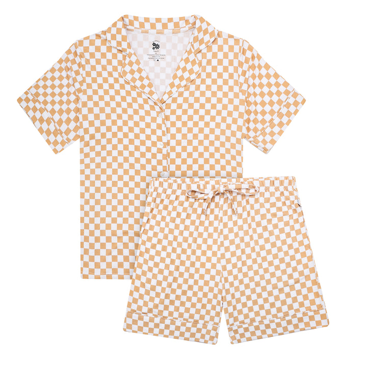 TAN CHECKERED WOMEN'S TWO PIECE SET