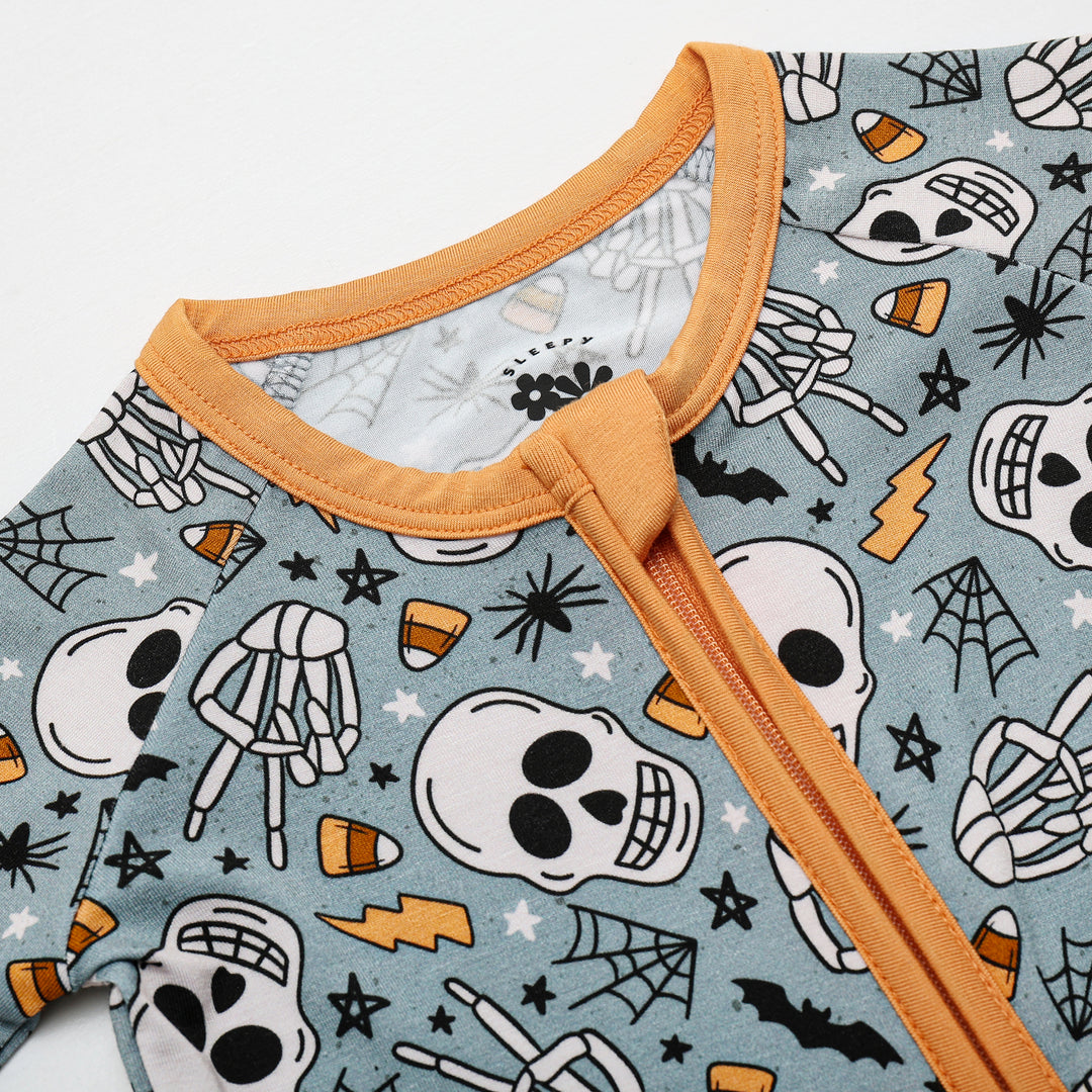 SPOOKY SKELETON ZIPPER ROMPER